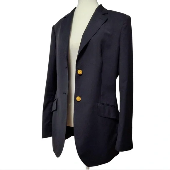 Brooks Brothers Navy Wool Blazer with Gold Buttons, 12 - Picture 3 of 9